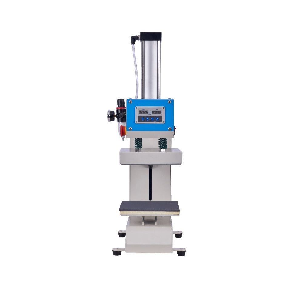 8x8 Label Pneumatic Heat Press Machine blue+grey-aluminium