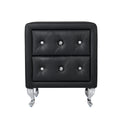 3 Pieces Bedroom Sets,Queen Size Upholstered Bed With Led Lights And Two Motion Activated Night Lights,Pu Nightstand With 2 Drawers And Crystal Handle,Black Queen Black 3 Piece Set Wood