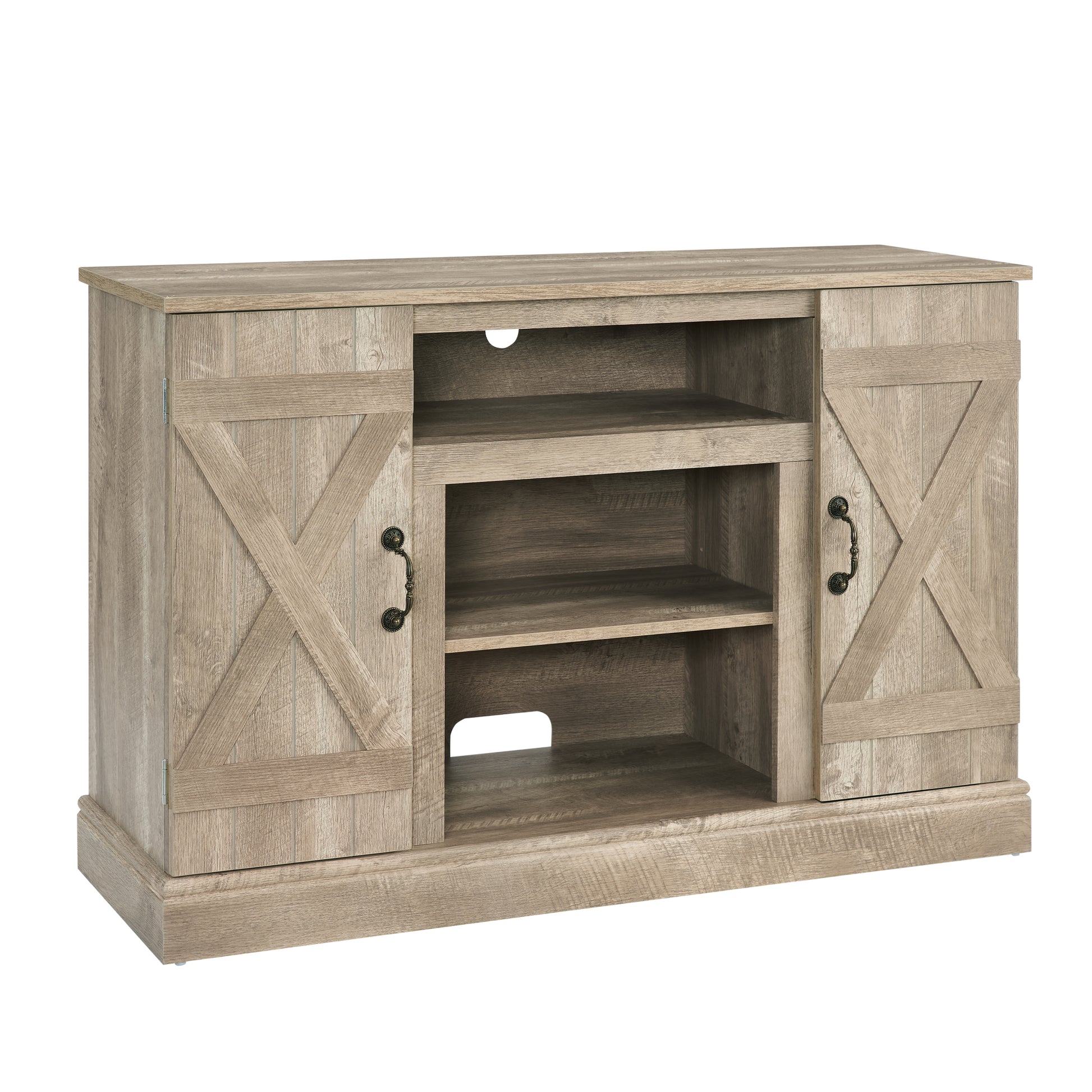 Farmhouse Classic Media Tv Stand Antique Entertainment Console For Tv Up To 50" With Open And Closed Storage Space, Ashland Pine, 47"W*15.5"D*30.75"H Light Gray Primary Living Space 50 Inches 40 49 Inches Farmhouse 50 Inches Mdf