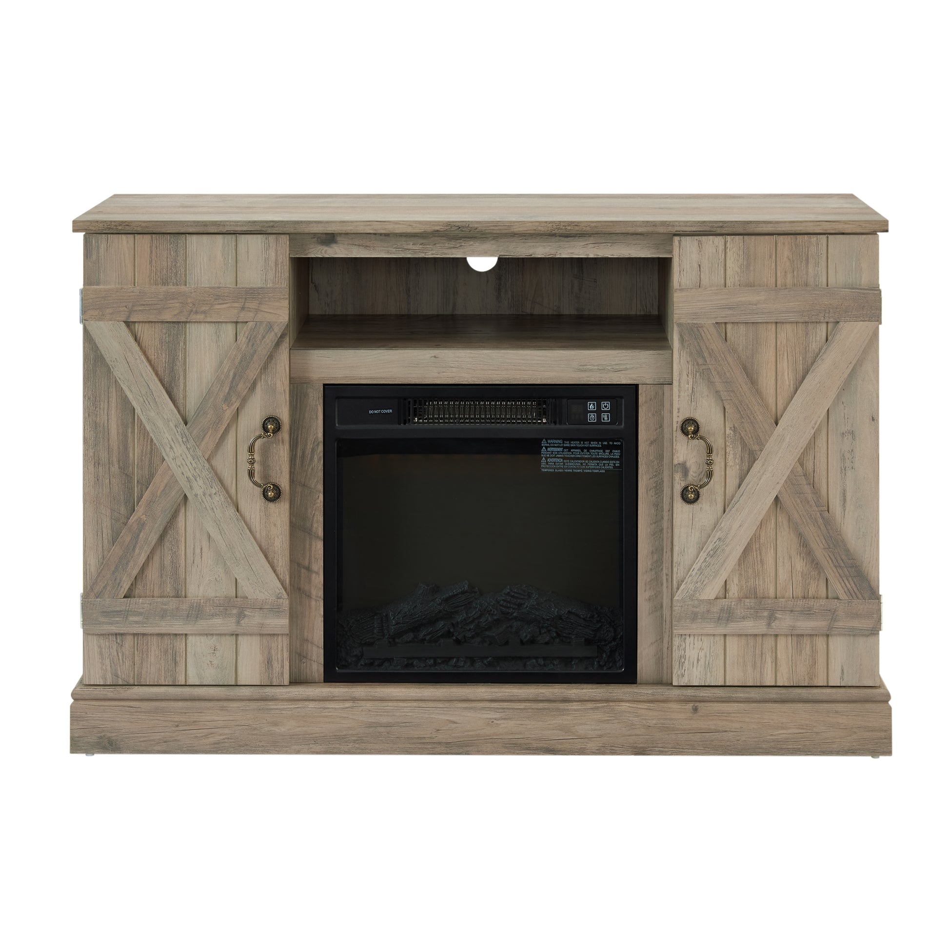 Farmhouse Classic Media Tv Stand Antique Entertainment Console With 18" Electric Fireplace Insert For Tv Up To 50" With Open And Closed Storage Space, Gray Wash 47"W*15.5"D*30.75"H Gray Wash Primary Living Space 50 Inches 40 49 Inches Farmhouse 50 Inches