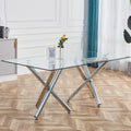 Large Modern Minimalist Rectangular Glass Dining Table For 6 8 With 0.39