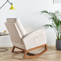 27.56'' Wide Linen Rocking Chair Accent Chair In Beige Color Beige Brown Primary Living Space Modern Rubberwood Foam Linen