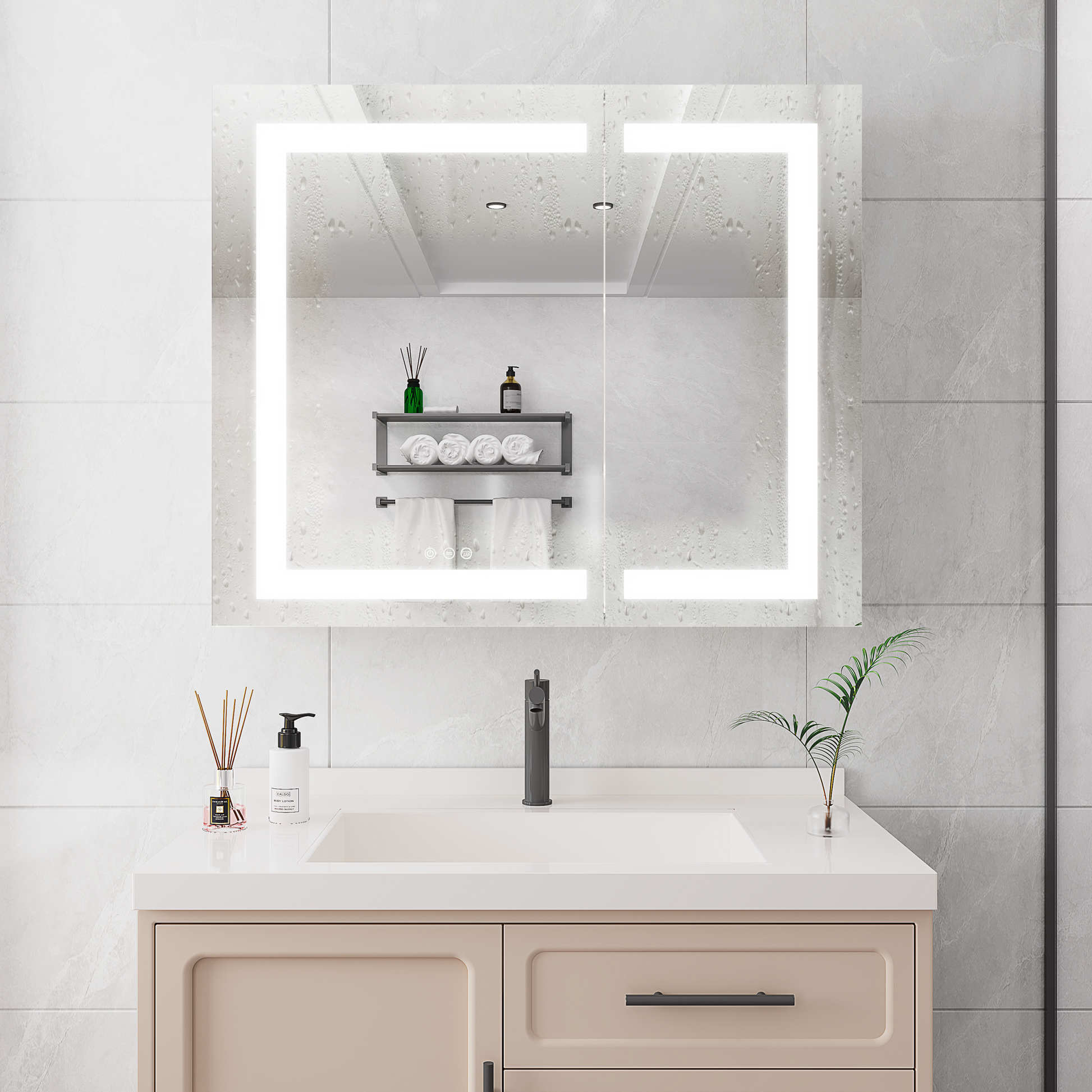 36x30 inch Medicine Cabinet with LED Vanity Mirror mirror included-bathroom-powder