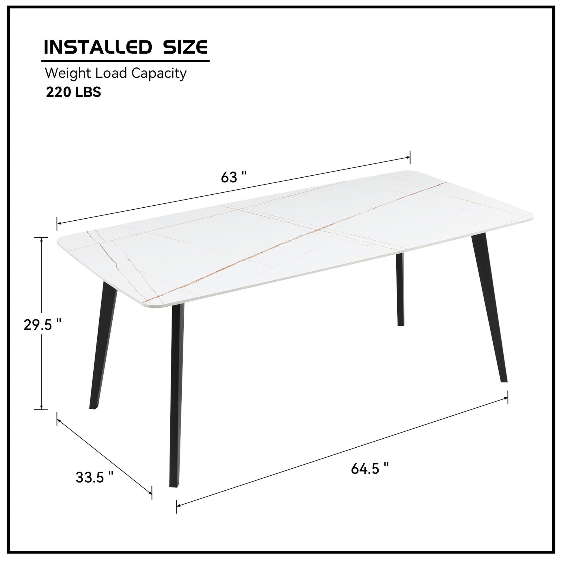 J3710 Porcelain Dining Table White 63'' White Foam Ceramic