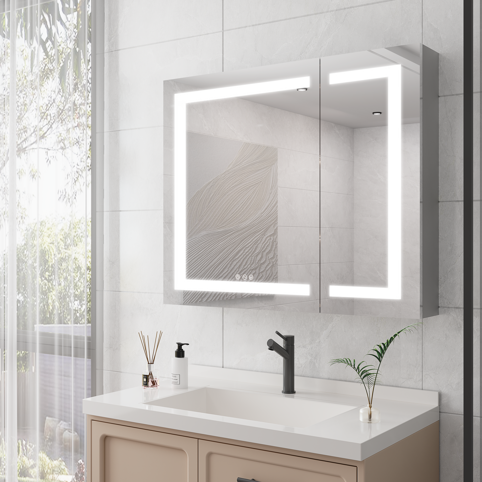 36x30 inch Medicine Cabinet with LED Vanity Mirror mirror included-bathroom-powder