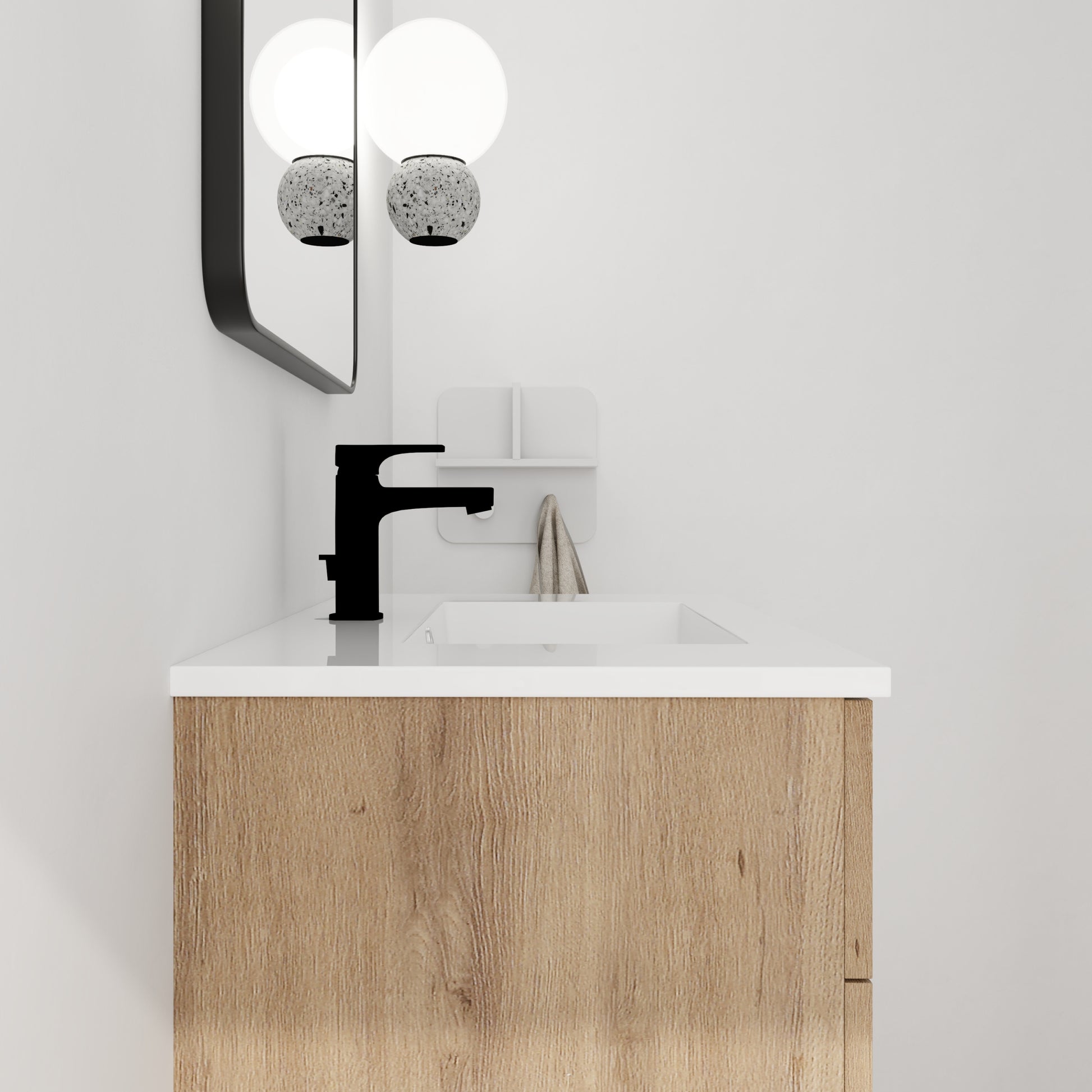 30 Inch Wall Mounting Bathroomg Vanity With Sink, Soft imitative oak-plywood