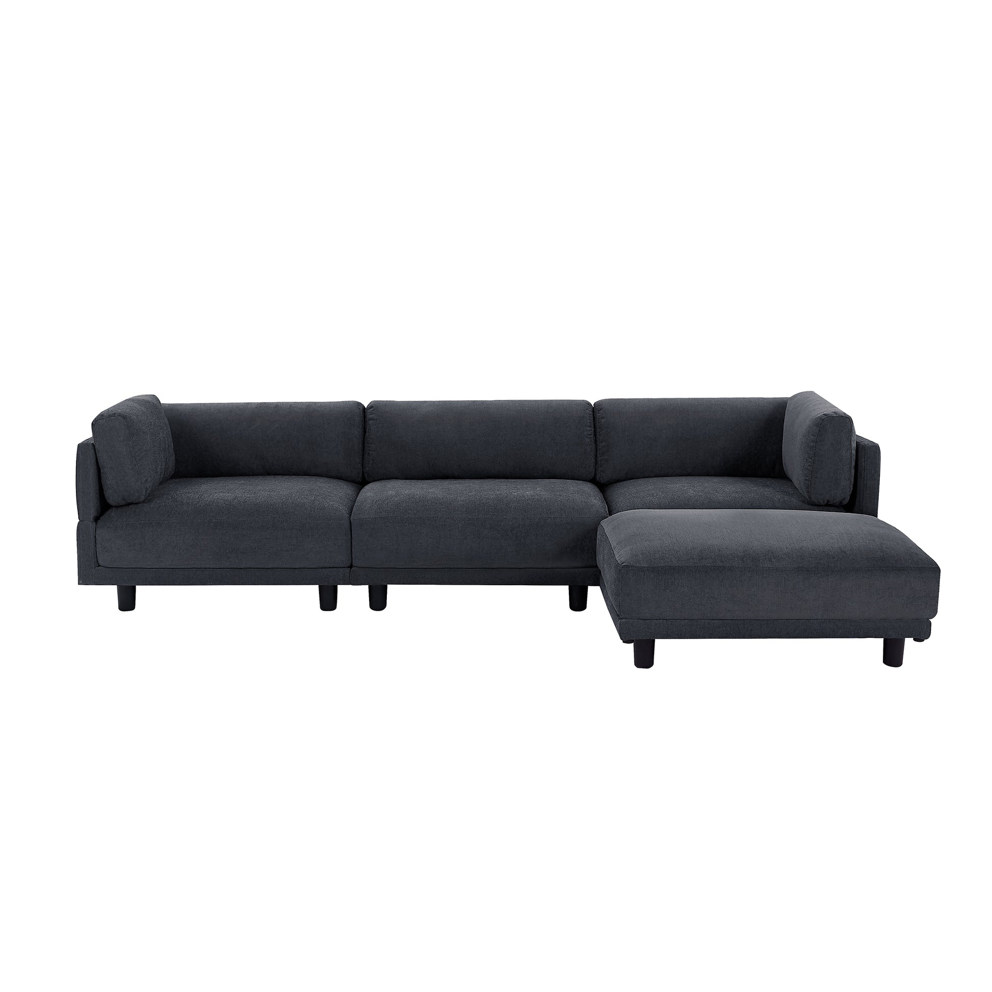 Upholstery Convertible Sectional Sofa, L Shaped Couch With Reversible Chaise Gray Polyester