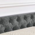 Queen Size Daybed With Drawers Upholstered Tufted Sofa Bed,With Button On Back And Copper Nail On Waved Shape Arms, Grey 84.5