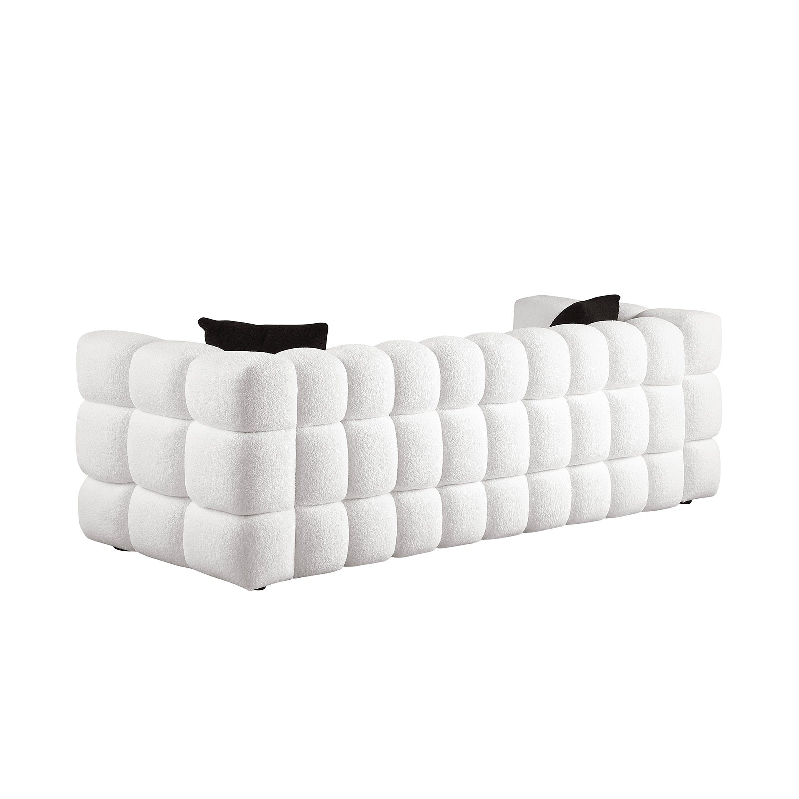 84.3 Length ,35.83" Deepth ,Human Body Structure For Usa People, Marshmallow Sofa,Boucle Sofa ,White Color,3 Seater White Light Brown Wood Primary Living Space Medium Soft Split Back Eucalyptus Square Arms Boucle 3 Seat