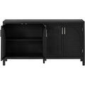 Large Storage Space Sideboard With Artificial Rattan Door And Metal Handles For Living Room And Entryway Black Black Solid Wood Mdf