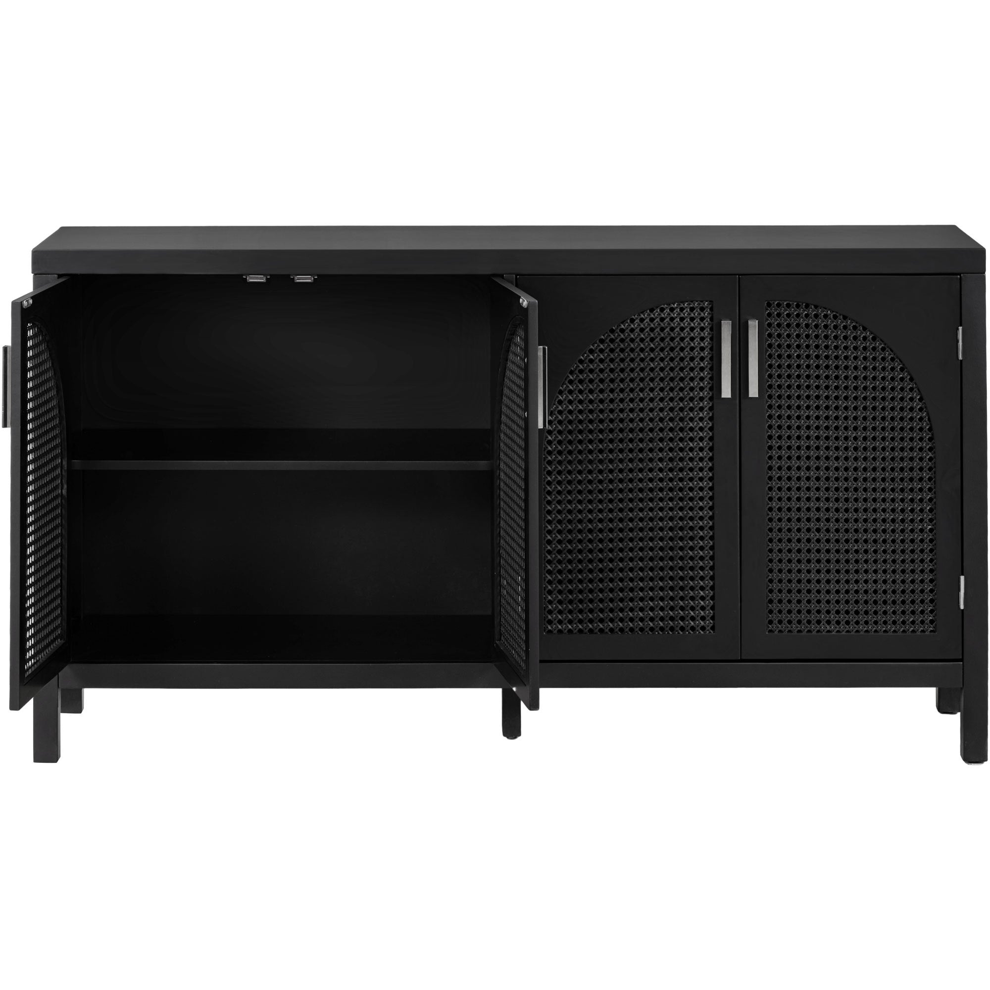 Large Storage Space Sideboard with Artificial black-solid wood+mdf