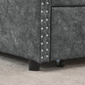 Queen Size Daybed With Drawers Upholstered Tufted Sofa Bed,With Button On Back And Copper Nail On Waved Shape Arms, Grey 84.5
