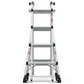 Aluminum Multi Position Ladder With Wheels, 300 Lbs Weight Rating, 17 Ft Metallic Grey Aluminium Alloy