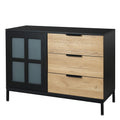 Dresser Cabinet Bar Cabinet Storge Cabinet Glass Door Side Cabinet Lockersembedded Metal Handle Can Be Placed In The Living Room, Bedroom, Dining Room, Black Brown 3 4 Drawers Black Brown Brown Primary Living Space Glass Doors Classic Foam Particle Board