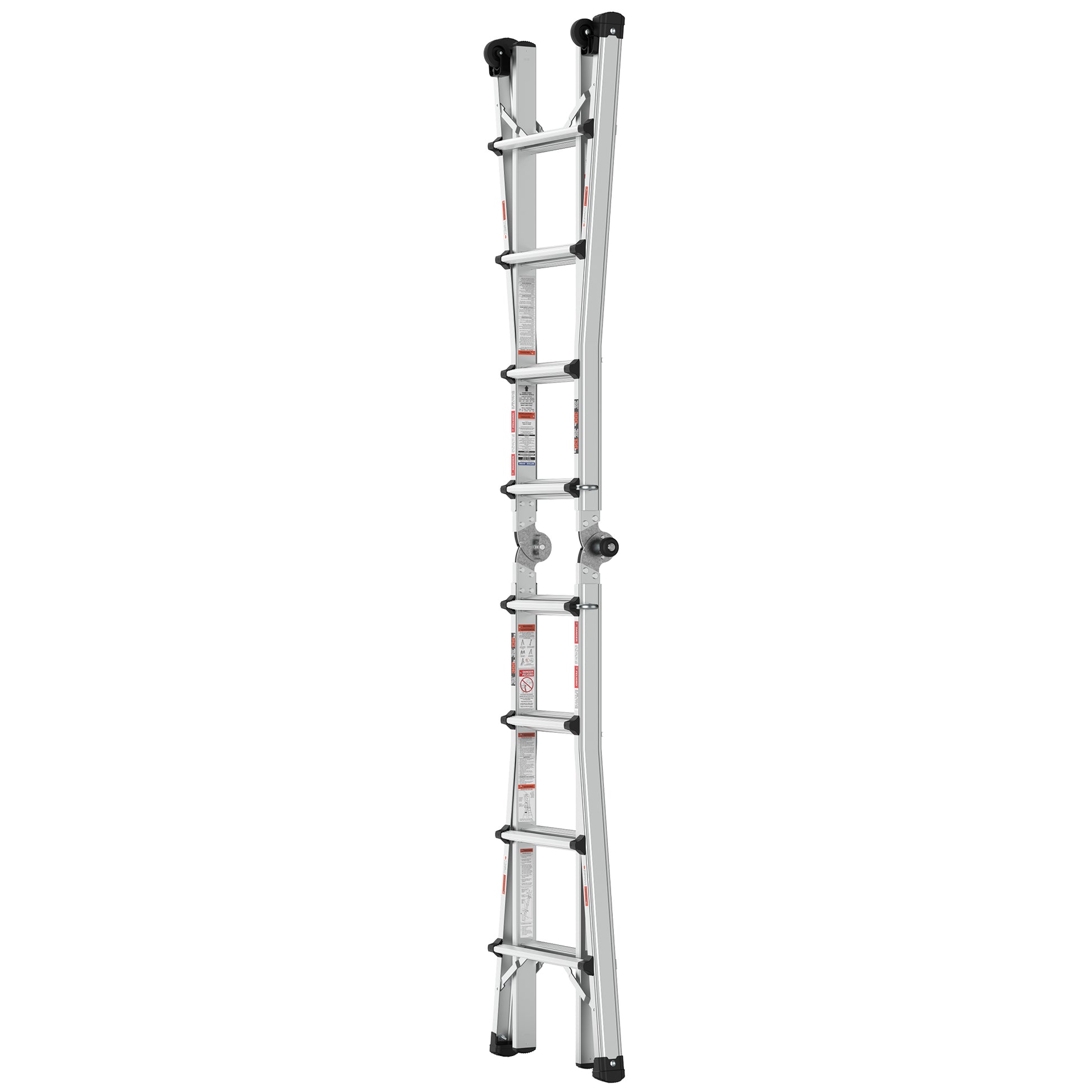 Aluminum Multi Position Ladder With Wheels, 300 Lbs Weight Rating, 17 Ft Metallic Grey Aluminium Alloy