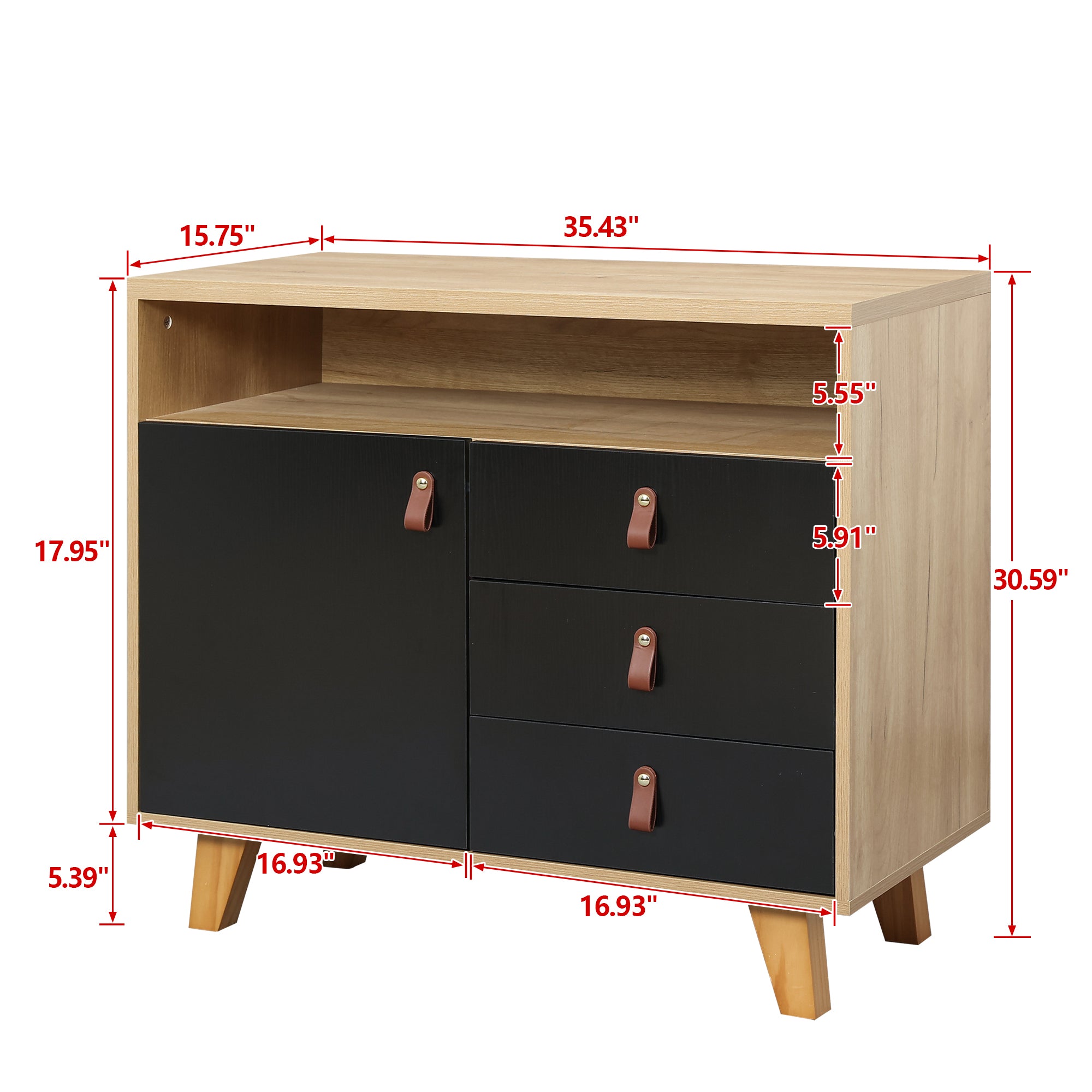 DRESSER CABINET BAR CABINET storge cabinet lockers 3-4 drawers-black+brown-brown-primary living