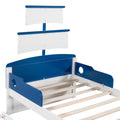 Twin Size Boat Shaped Platform Bed With Twin Size Trundle,Twin Bed With Storage For Bedroom,Blue Blue Wood