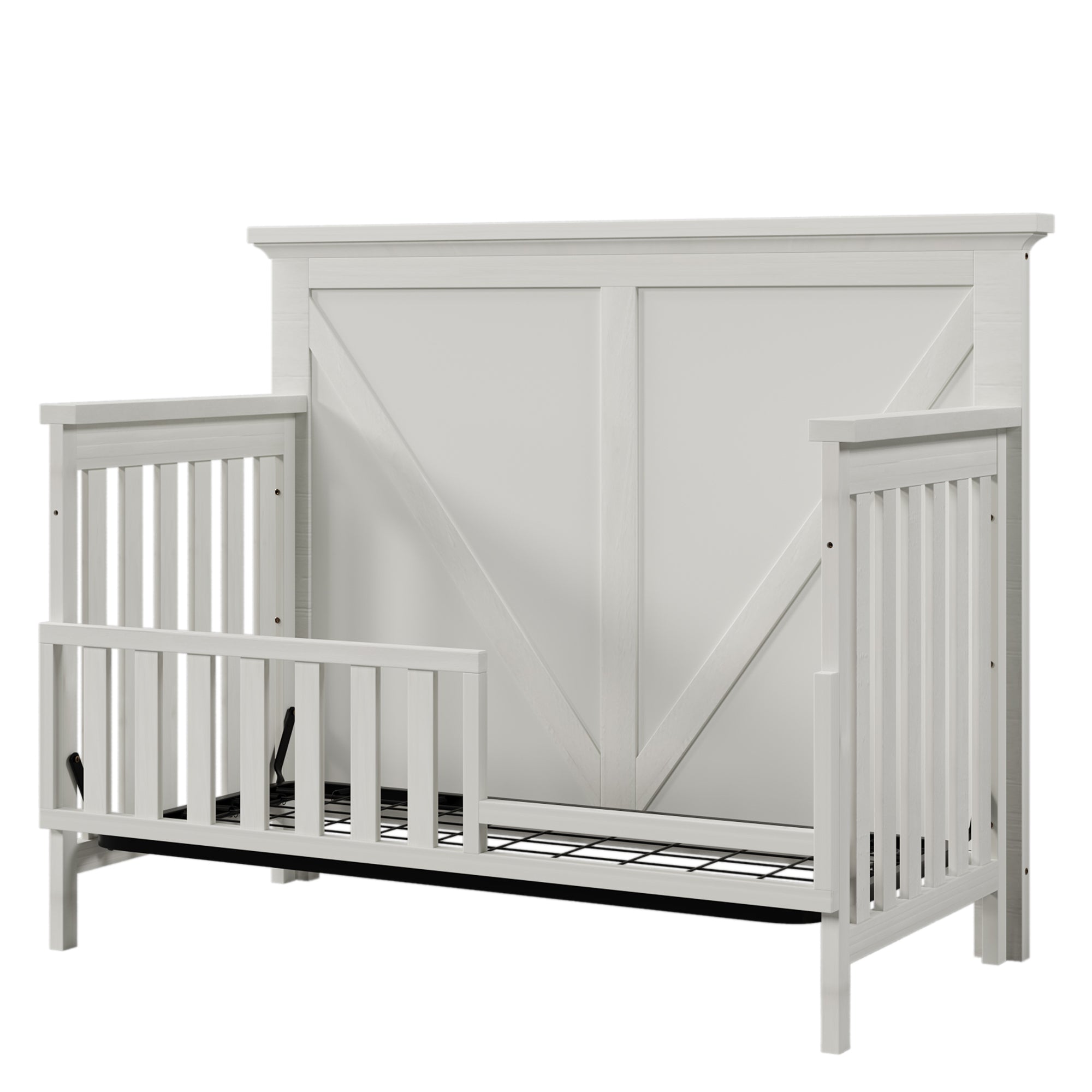 Rustic Farmhouse Style Whitewash Toddler Bed Safety white-solid wood+mdf