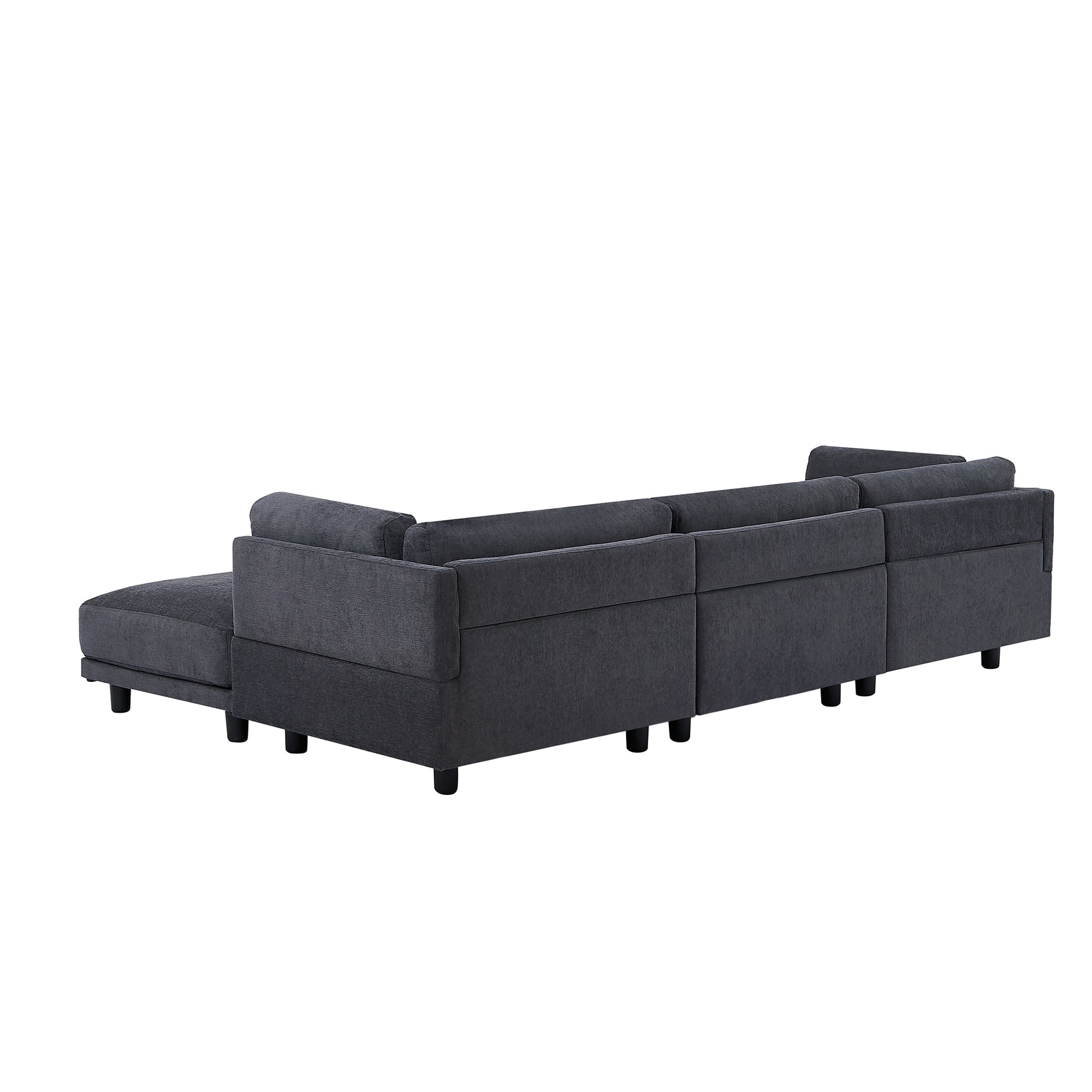 Upholstery Convertible Sectional Sofa, L Shaped Couch With Reversible Chaise Gray Polyester