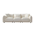 Mid Century Modern Couch 3 Seater Sofa For Livingroom, Beige Beige Boucle