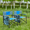 2 Piece Padded Folding Outdoor Chair With Storage Pockets,Lightweight Oversized Directors Chair For Indoor, Outdoor Camping, Picnics And Fishing,Blue Grey Blue Grey Steel