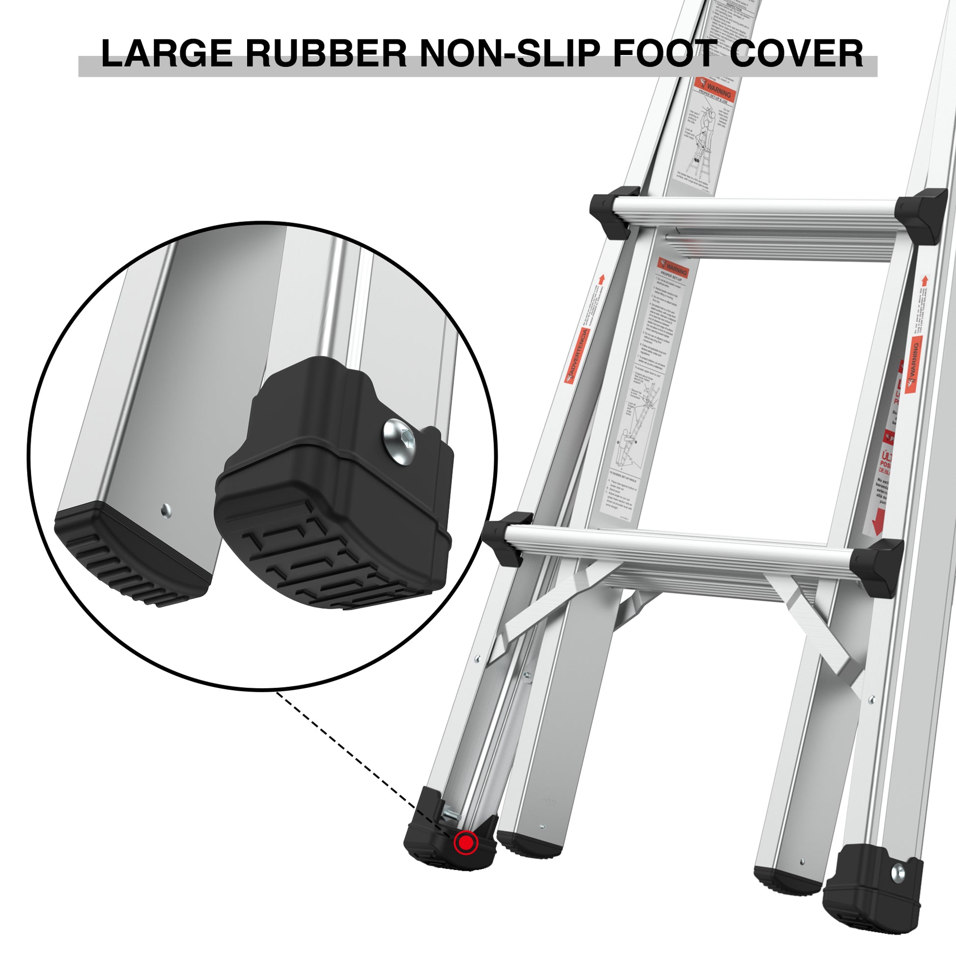 Aluminum Multi Position Ladder With Wheels, 300 Lbs Weight Rating, 17 Ft Metallic Grey Aluminium Alloy