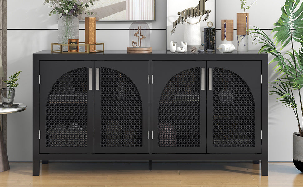 Large Storage Space Sideboard with Artificial black-solid wood+mdf