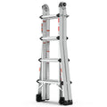 Aluminum Multi Position Ladder With Wheels, 300 Lbs Weight Rating, 17 Ft Metallic Grey Aluminium Alloy