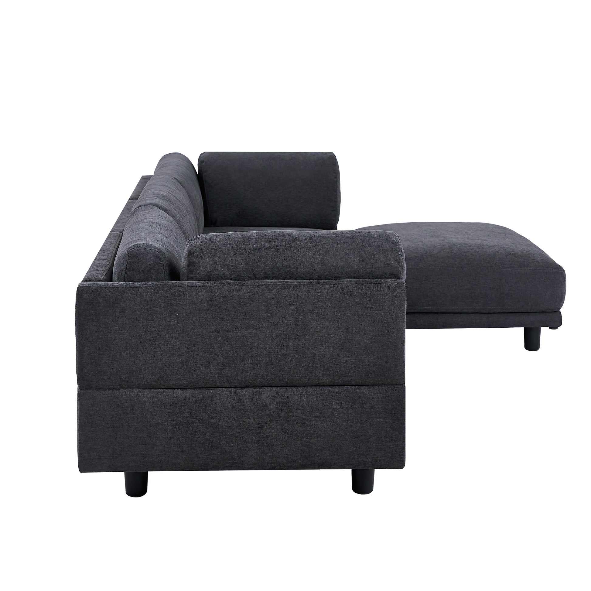 Upholstery Convertible Sectional Sofa, L Shaped Couch With Reversible Chaise Gray Polyester