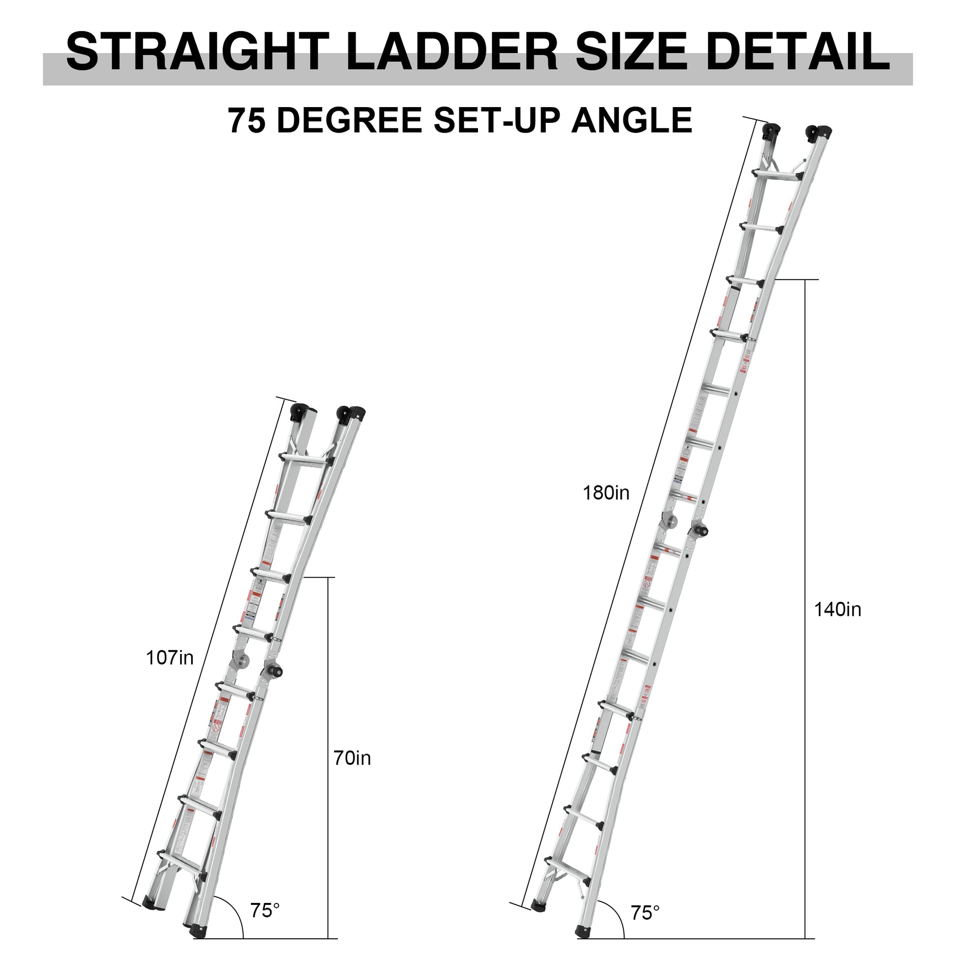 Aluminum Multi Position Ladder With Wheels, 300 Lbs Weight Rating, 17 Ft Metallic Grey Aluminium Alloy