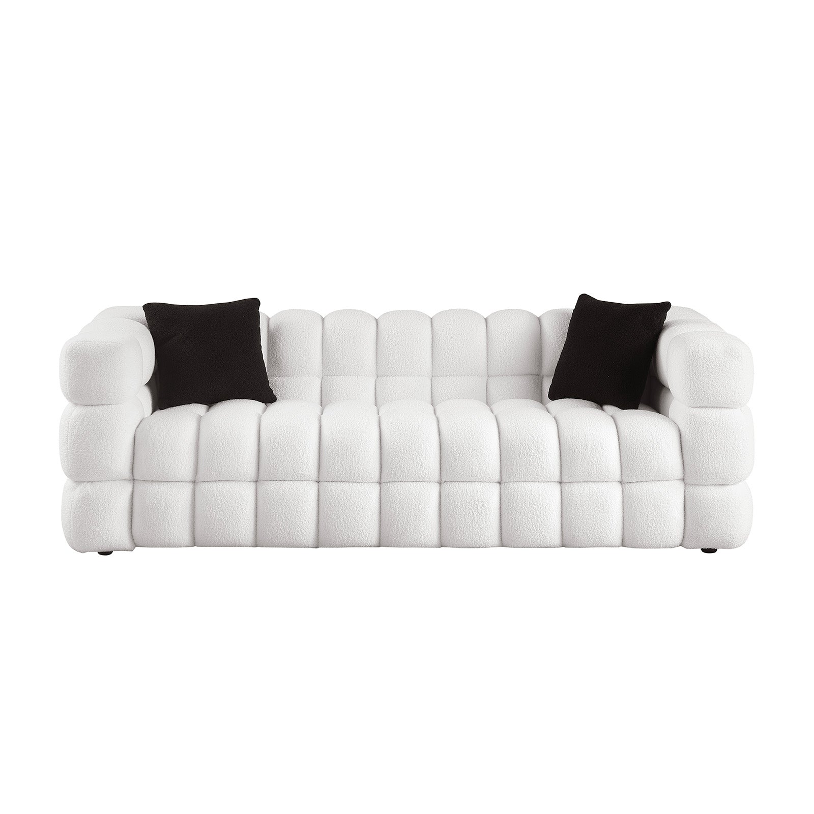 84.3 62.2 Length ,35.83" Deepth ,Human Body Structure For Usa People, Marshmallow Sofa,Boucle Sofa ,White Color,3 Seater. Sofa And Seater White Light Brown Wood Primary Living Space Medium Soft Split Back Eucalyptus Square Arms Boucle 5 Seat