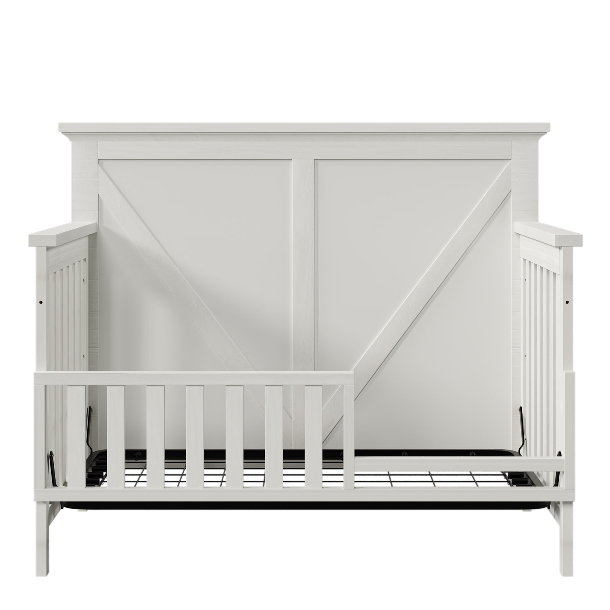Rustic Farmhouse Style Whitewash Toddler Bed Safety white-solid wood+mdf
