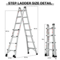 Aluminum Multi Position Ladder With Wheels, 300 Lbs Weight Rating, 17 Ft Metallic Grey Aluminium Alloy