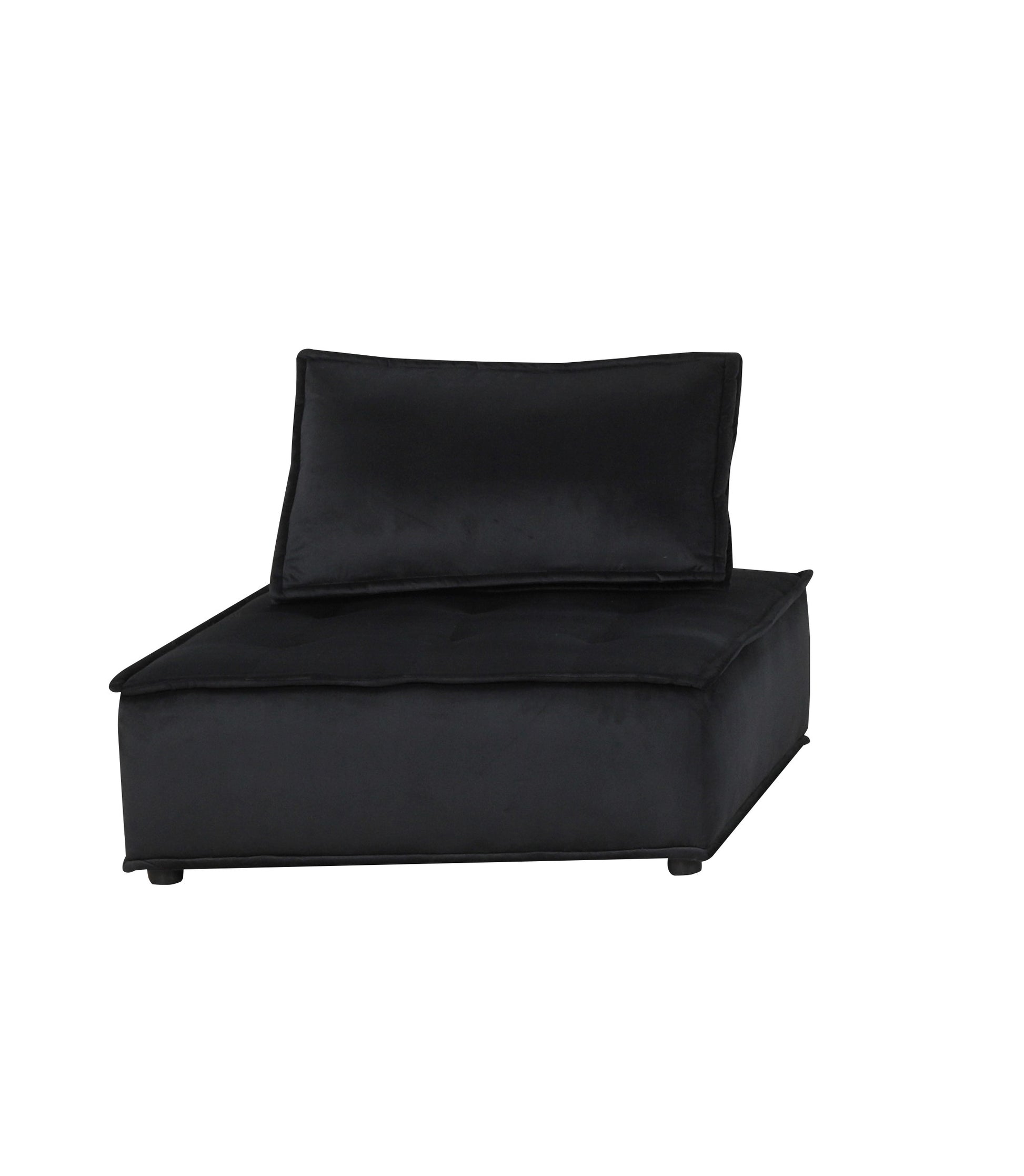 Anna 40" Black Velvet Armless Lounge Chair Black Velvet