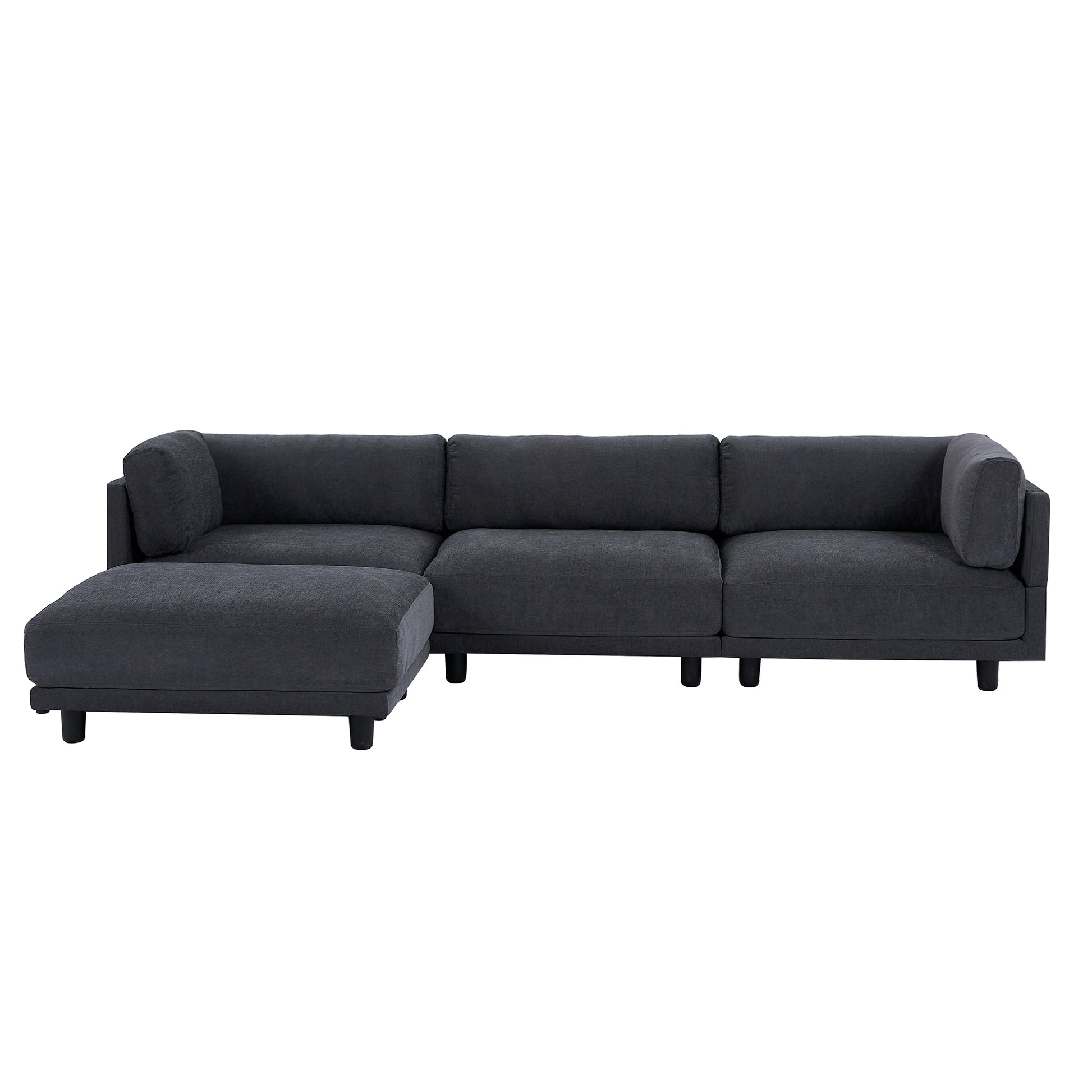 Upholstery Convertible Sectional Sofa, L Shaped Couch With Reversible Chaise Gray Polyester