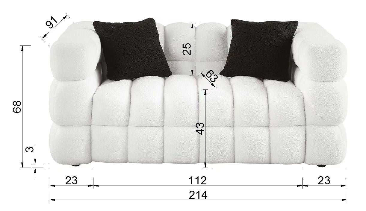 84.3 62.2 Length ,35.83" Deepth ,Human Body Structure For Usa People, Marshmallow Sofa,Boucle Sofa ,White Color,3 Seater. Sofa And Seater White Light Brown Wood Primary Living Space Medium Soft Split Back Eucalyptus Square Arms Boucle 5 Seat