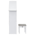 House Shaped Kids Desk With A Cushion Stool,House Style Desk And Stool Set,White White Bedroom American Design Pine Pine