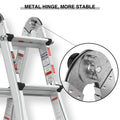 Aluminum Multi Position Ladder With Wheels, 300 Lbs Weight Rating, 17 Ft Metallic Grey Aluminium Alloy