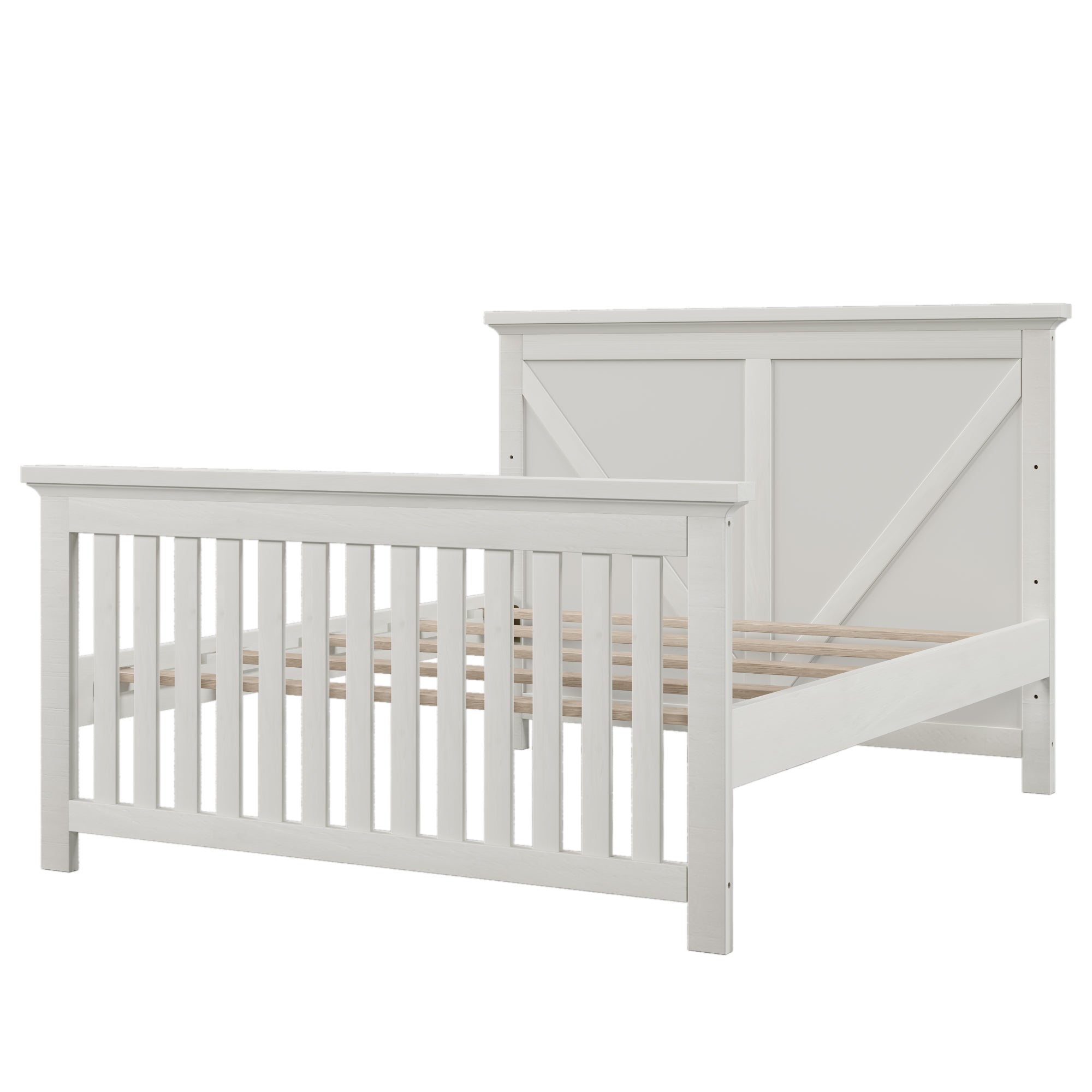 Rustic Farmhouse Style Whitewash 4 in 1 Convertible white-solid wood+mdf