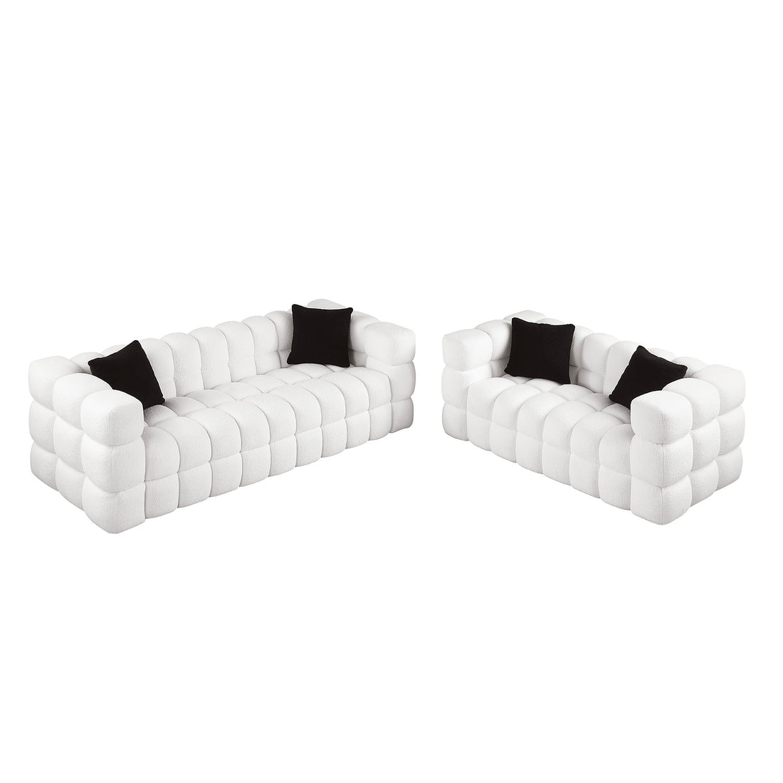 84.3 62.2 Length ,35.83" Deepth ,Human Body Structure For Usa People, Marshmallow Sofa,Boucle Sofa ,White Color,3 Seater. Sofa And Seater White Light Brown Wood Primary Living Space Medium Soft Split Back Eucalyptus Square Arms Boucle 5 Seat