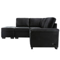 Sleeper Sectional Sofa, L Shape Corner Couch Sofa Bed With Storage Ottoman & Hidden Arm Storage & Usb Charge For Living Room Apartment, Black Black Velvet 4 Seat