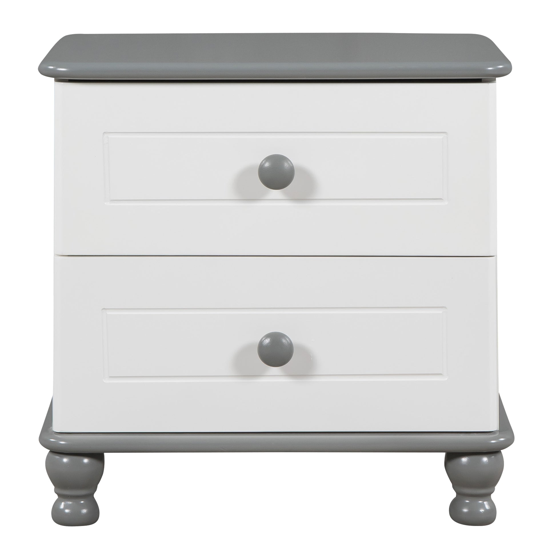 Wooden Nightstand With Two Drawers For Kids,End Table For Bedroom,White Gray Gray Solid Wood