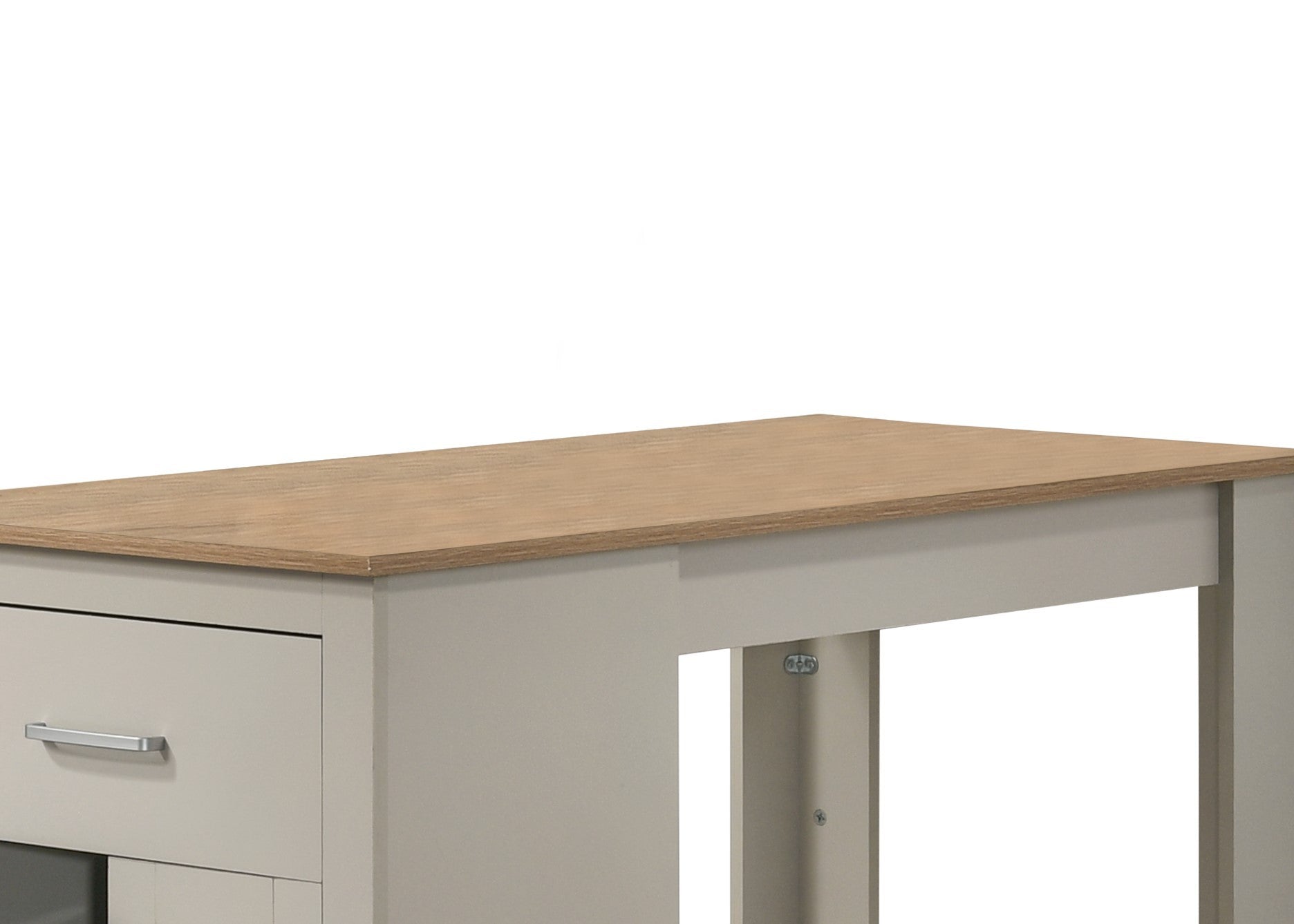 Alonzo 47" Light Gray Small Space Counter Height Dining Table With Cabinet, Drawer, And 2 Ergonomic Counter Stools Walnut Solid Wood Mdf