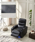 Power Reclining Chair Black Color Black Technical Leather