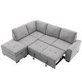 Sleeper Sectional Sofa, L Shape Corner Couch Sofa Bed With Storage Ottoman & Hidden Arm Storage & Usb Charge For Living Room Apartment, Gray Gray Velvet 4 Seat