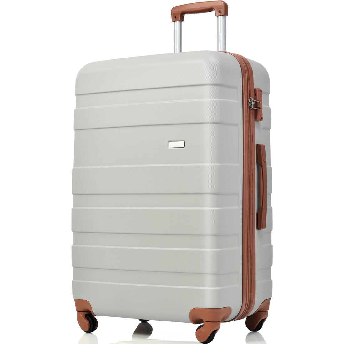 Luggage Sets Model Expandable Abs Hardshell 3Pcs Clearance Luggage Hardside Lightweight Durable Suitcase Sets Spinner Wheels Suitcase With Tsa Lock 20''24''28'' Light Grey And Brown Light Gray Abs