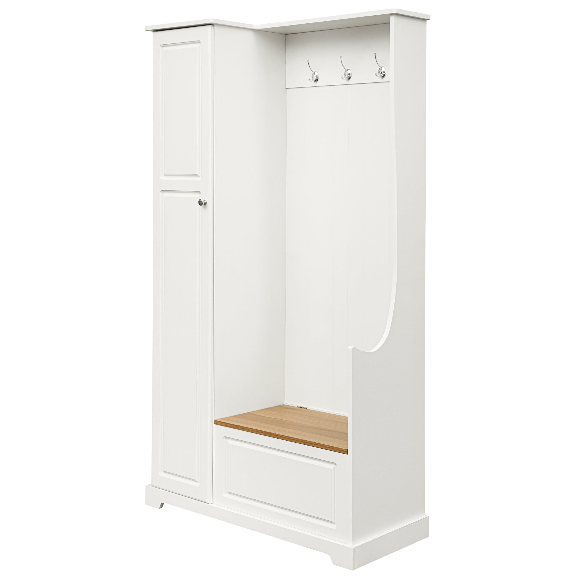 ON TREND Stylish Design Hall Tree with Flip Up Bench high back-white-primary living