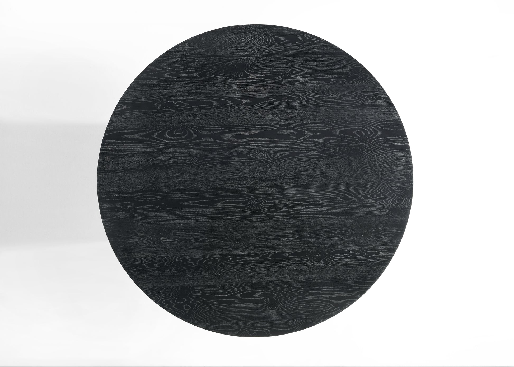 Jasper Ebony Black 5 Piece 59" Wide Contemporary Round Dining Table Set With Beige Fabric Chairs Walnut Solid Wood Mdf