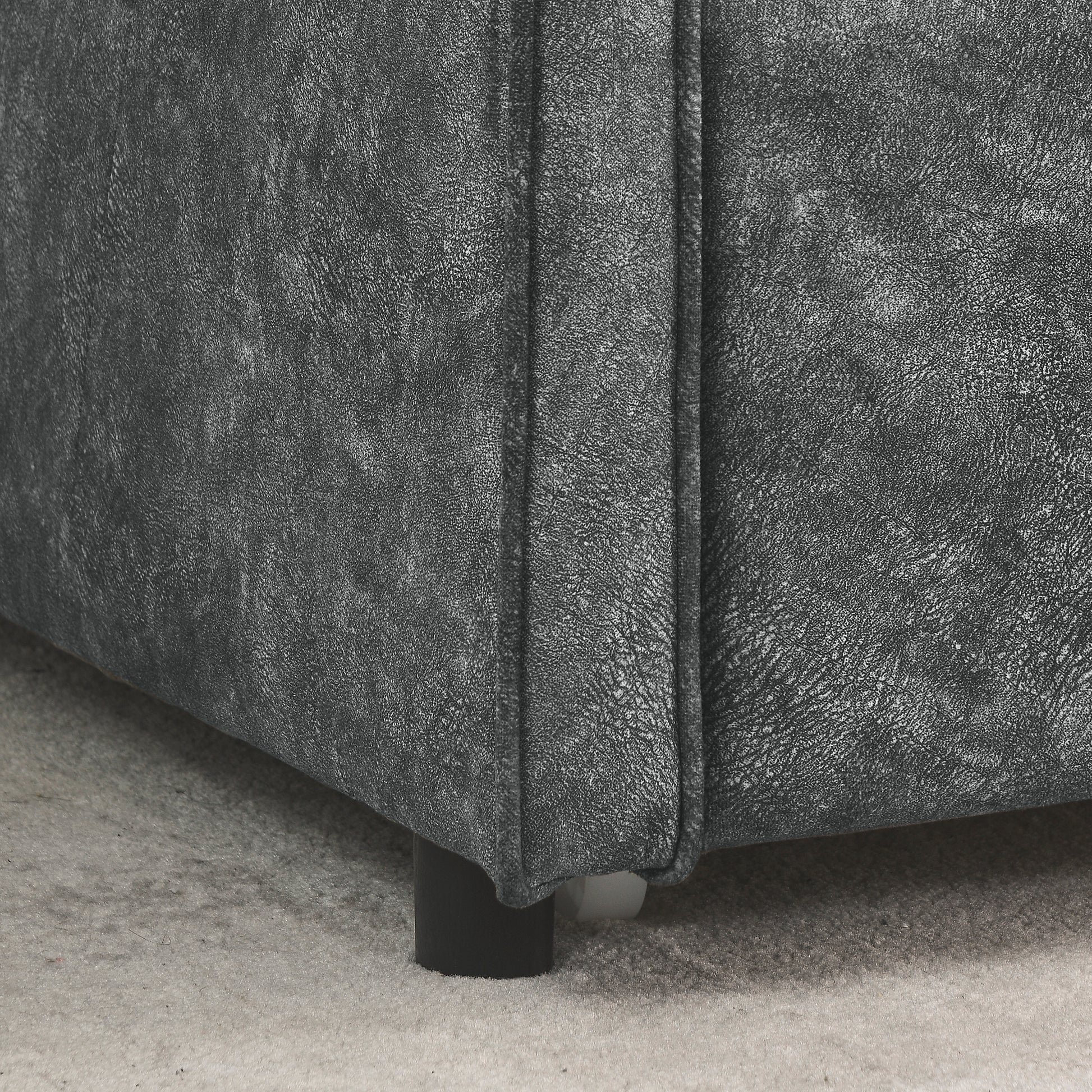 Twin Size Daybed With Twin Size Trundle Upholstered Tufted Sofa Bed, Waved Shape Arms, Grey 80.5"X44.5"X33.5" Grey Polyester