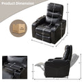Power Reclining Chair Black Color Black Technical Leather